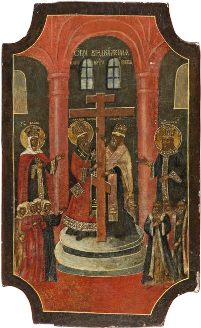 聖十字架の高揚、18世紀 作： Anonymous Russian icon painter