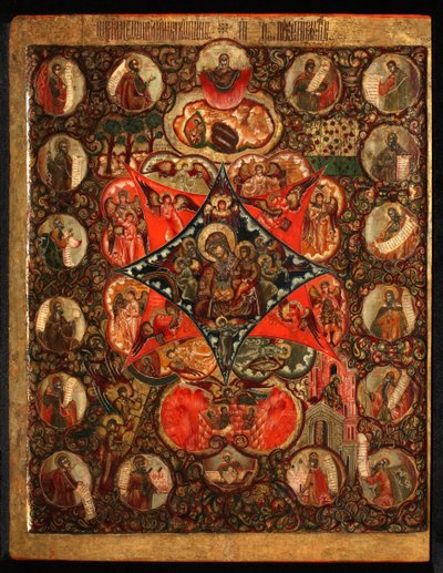 燃える茂みの神の母、17世紀 作： Anonymous Russian icon painter