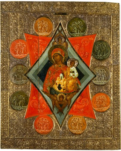 燃える茂みの神の母、16世紀半ば。 作： Anonymous Russian icon painter