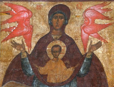 サインの聖母、16世紀 作： Anonymous Russian icon painter