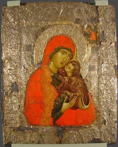 14世紀の子供としてのセントアンとメアリー 作： Anonymous Russian icon painter