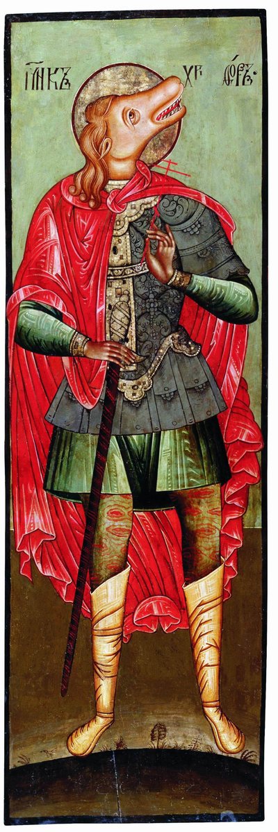 竜頭症としてのセントクリストファー、17世紀 作： Anonymous Russian icon painter
