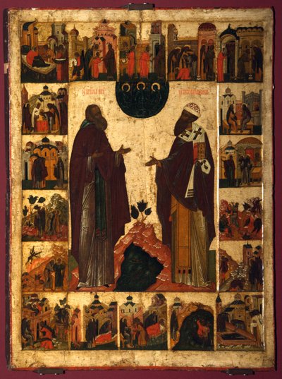 ホワイトレイクの聖キリルとアレクサンドリアの聖キリル、16世紀の後半。 作： Anonymous Russian icon painter