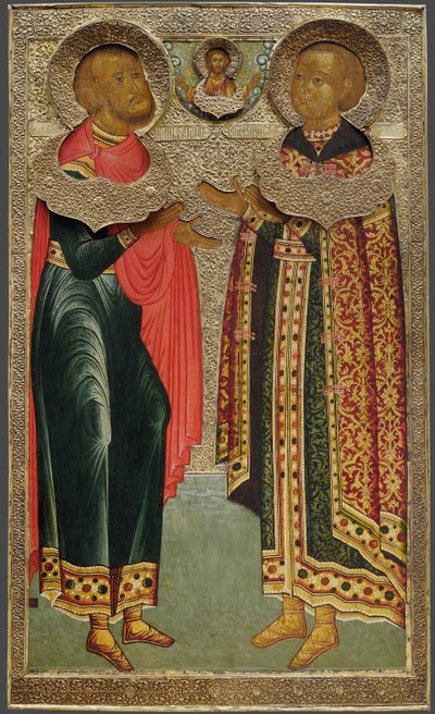 聖ヨハネソチャフスキーとツァレビッチイヴァンミハイロビッチ、1639〜1640年 作： Anonymous Russian icon painter