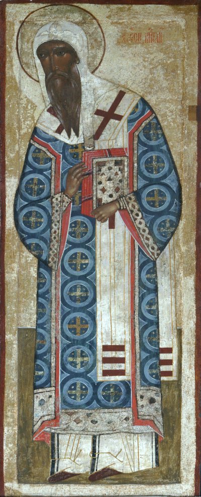 モスクワの聖メトロポリタンアレクセイ、16世紀 作： Anonymous Russian icon painter