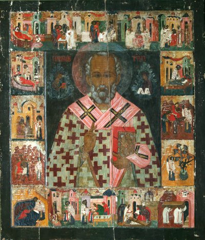聖ニコラスの生涯の風景、16世紀 作： Anonymous Russian icon painter