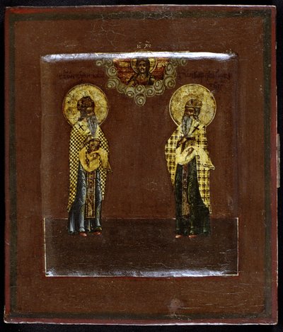 カザンの聖人グリアスとトヴェリのヴァルソノフィウス、17世紀 作： Anonymous Russian icon painter