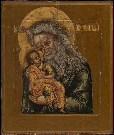 神を受け入れる者、シメオン、1800 作： Anonymous Russian icon painter