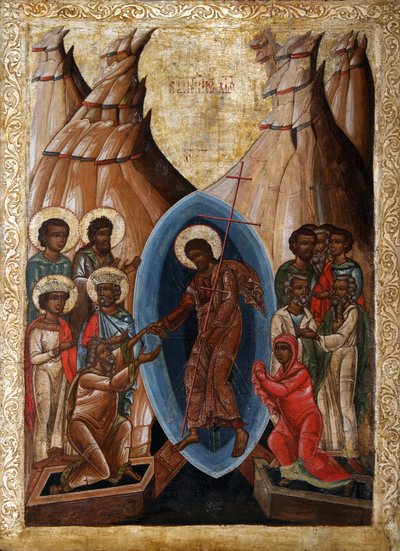 地獄への降下、16世紀初頭。 作： Anonymous Russian icon painter