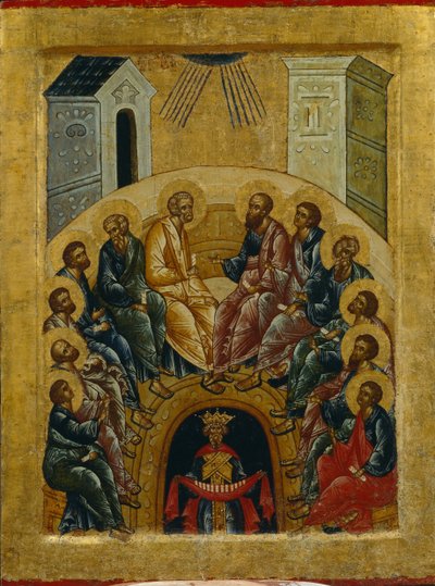 聖霊の降下、1497 作： Anonymous Russian icon painter