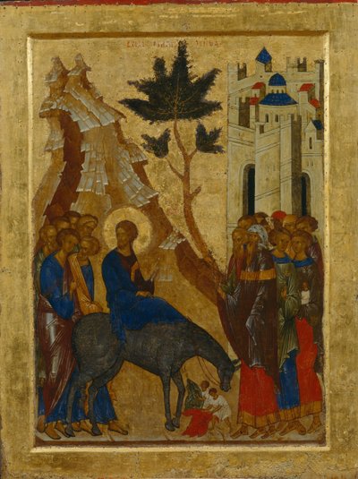 エルサレムへのキリストの侵入、1497 作： Anonymous Russian icon painter