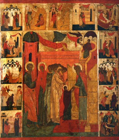 最も神聖な神話者の寺院への参入、16世紀 作： Anonymous Russian icon painter