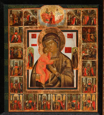 19世紀の半ば、驚異の神のフェオドロフスカヤ母。 作： Anonymous Russian icon painter