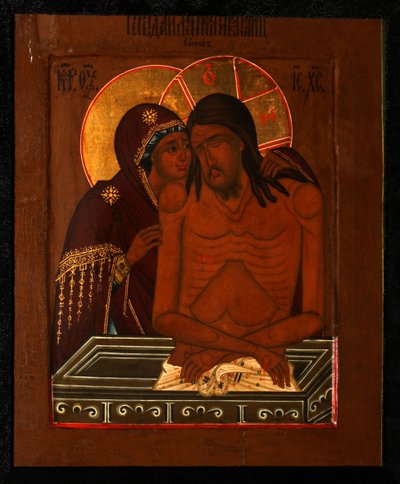 死んだキリストの嘆き、19世紀の終わり。 作： Anonymous Russian icon painter