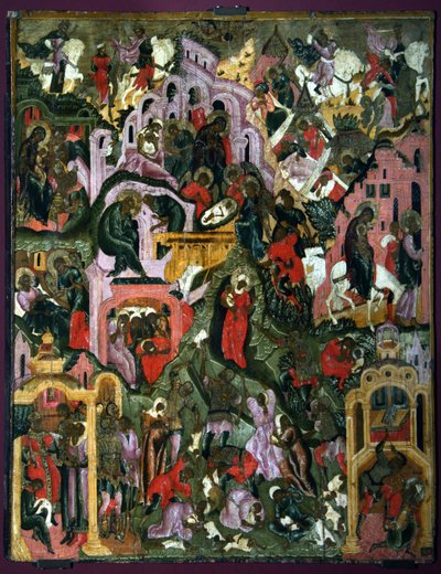 キリストのキリスト降誕、17世紀の後半。 作： Anonymous Russian icon painter