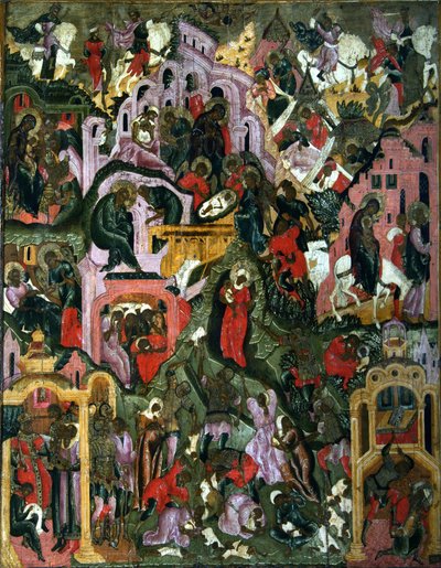 キリストの降誕聖なる夜、17世紀の後半。 作： Anonymous Russian icon painter