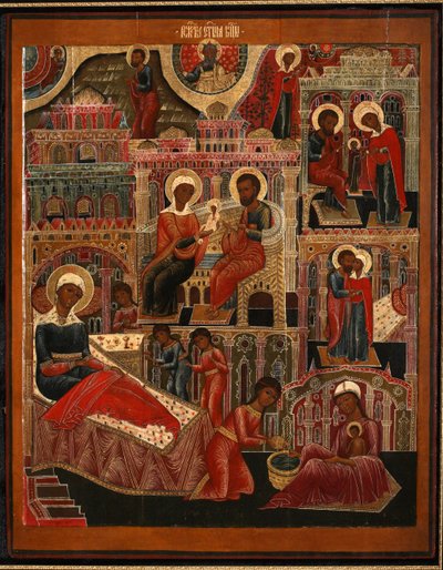 聖母のキリスト降誕、17世紀末。 作： Anonymous Russian icon painter