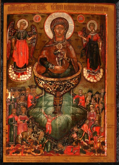 Theotokos生命を与える春、1686 作： Anonymous Russian icon painter