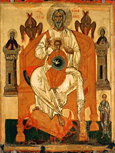 聖人との三位一体、15世紀初頭。 作： Anonymous Russian icon painter