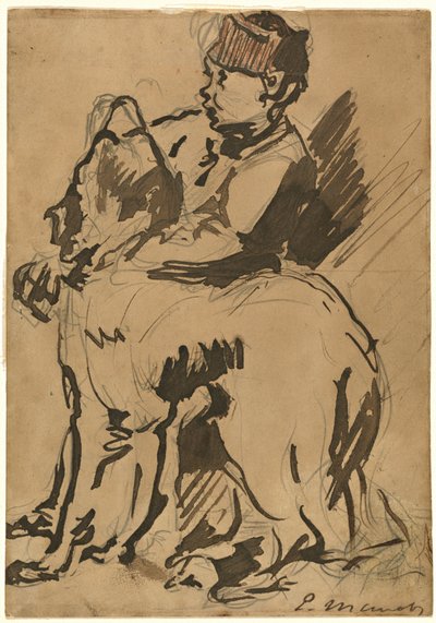 犬を抱く少年 作： Anonymous artist after Edouard Manet