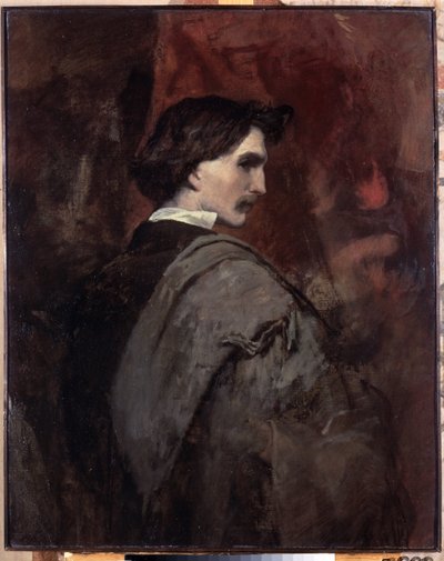 「自画像」 (自画像) Anselm Feuerbach (1829-1880) 作 1854-1858 Dim. 92x73 cm エルミタージュ美術館、サンクトペテルブルク 作： Anselm Feuerbach