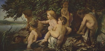 入浴する子供たち（油絵） 作： Anselm Feuerbach