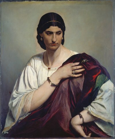 ルクレツィア・ボルジア；白いチュニックと赤いローブを着たローマ女性の肖像 1862-66年頃 油彩・カンヴァス 作： Anselm Feuerbach
