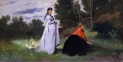 緑の中にいる二人の女性 作： Anselm Feuerbach