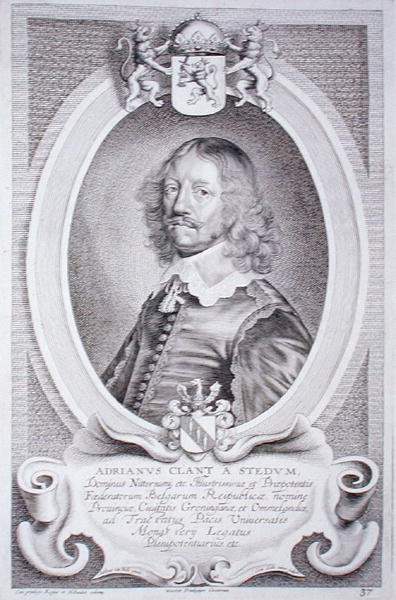 Adriaen Klant van Stedum (1599-1665) 「Portraits des Hommes Illustres」より、Cornis Galle作、1706年出版（エングレーヴィング）。 作： Anselmus van (after) Hulle