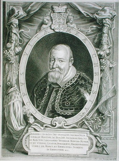 ジョン・ジョージ1世（1585-1656）ザクセン選帝侯、コエンドラッド・ワウマンズ作「Portraits des Hommes Illustres」より、1706年発行（エングレーヴィング） 作： Anselmus van (after) Hulle