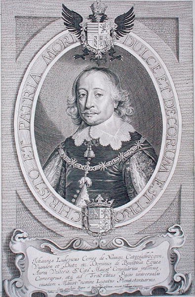 ジョン・ルイス（1590-1653）ナッソー＝ハダマー伯爵、ペトルス・デ・アイオデが1706年に出版した「Portraits des Hommes Illustres」より（エングレーヴィング） 作： Anselmus van (after) Hulle