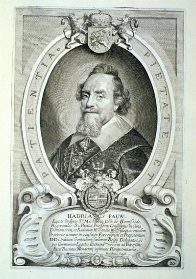 Paulus Pontius（1603-68）によって刻まれた「Portraits des Hommes Illustres」のAdriaen Pauw（1585-1653）は1706年に出版されました 作： Anselmus van Hulle