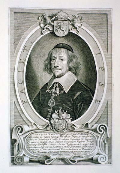 パウルスポンティウス（1603-58）によって彫刻された「Portraits des Hommes Illustres」のヨハンファンクニュ（1587-1654）、1706年に出版 作： Anselmus van Hulle
