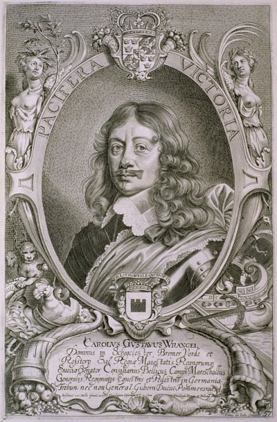 Petrus de Iodeによって彫刻された「イラストリアスな男性の肖像」からのカールグスタフランゲル（1603-73）、1706年発行 作： Anselmus van Hulle