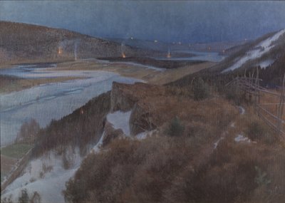 ベルクスラーゲンのワルプルギスの夜、ダーラナのグランゲルデ、1896年 作： Anshelm Leonard Schultzberg