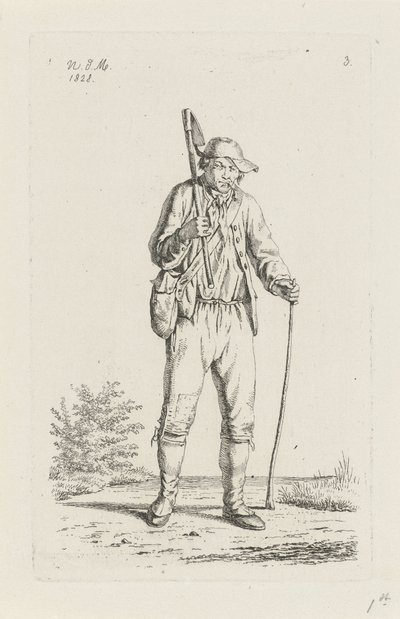 鍬を持つアルデンヌの農夫 オランダ王国の農民と農民の妻（シリーズタイトル） 作： Anthonie Willem Hendrik Nolthenius de Man