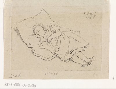 枕の上で寝ている子供 作： Anthonie Willem Hendrik Nolthenius de Man