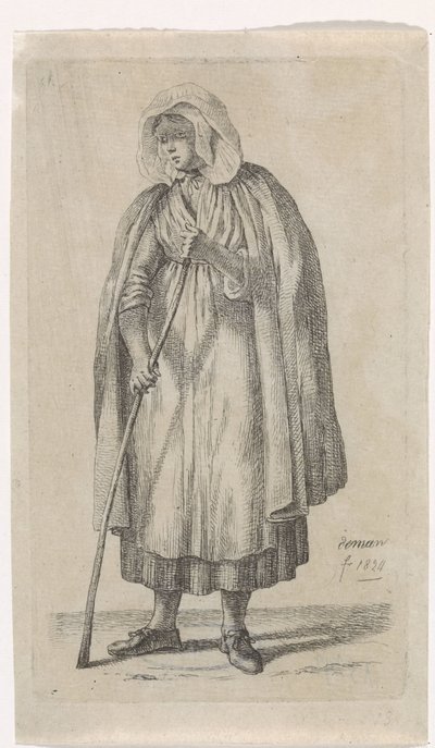 マントと杖を持つ女性 作： Anthonie Willem Hendrik Nolthenius de Man