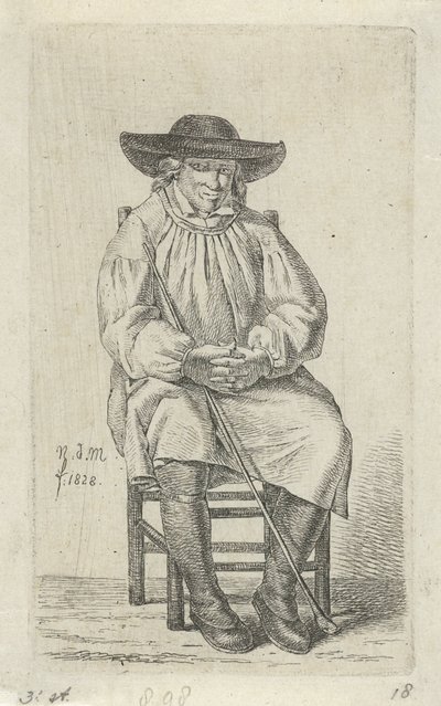 杖を持って座っている男 スタディフィギュア12体（シリーズタイトル） 作： Anthonie Willem Hendrik Nolthenius de Man