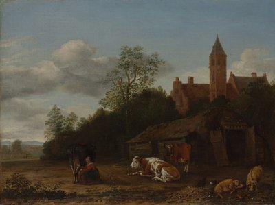 バーンヤードシーン、ca。 1650-55。 作： Anthonie van Borssom