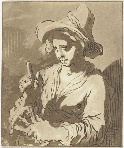 ファンを持つ若い女性 作： Anthonie van den Bos