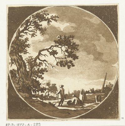 2 人の歩行者がいる風景 作： Anthonie van den Bos