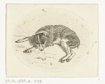 横たわっている犬 作： Anthonie van den Bos