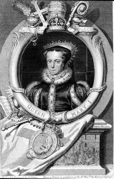 メアリー1世(1516-58) 1553年からのイングランド女王 ジョージ・ヴァーチュ(1684-1756)の作品(エングレーヴィング) 作： after Anthonis Mor van Dashorst