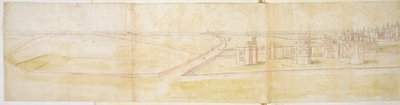 北のハンプトンコート宮殿、1544年頃（紙にペン、インク、トイレ） 作： Anthonis van den Wyngaerde