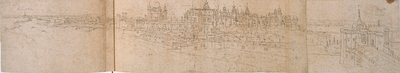 川から見たハンプトンコート宮殿、c1550-1560 作： Anthonis van den Wyngaerde