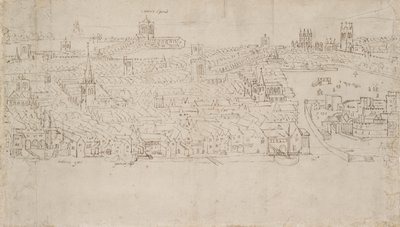 サザークから見たロンドンのパノラマ: ビリングスゲートからタワー ワーフまで、1554 年 作： Anthonis van den Wyngaerde