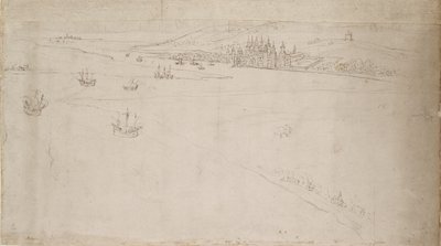 サザークから見たロンドンのパノラマ。グリニッジ、1554年 作： Anthonis van den Wyngaerde