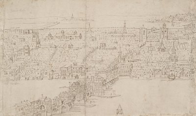 サザークから見たロンドンのパノラマ: ロンドン橋、1554 作： Anthonis van den Wyngaerde