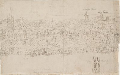 サザークから見たロンドンのパノラマ: セント ポール大聖堂、1554 年 作： Anthonis van den Wyngaerde